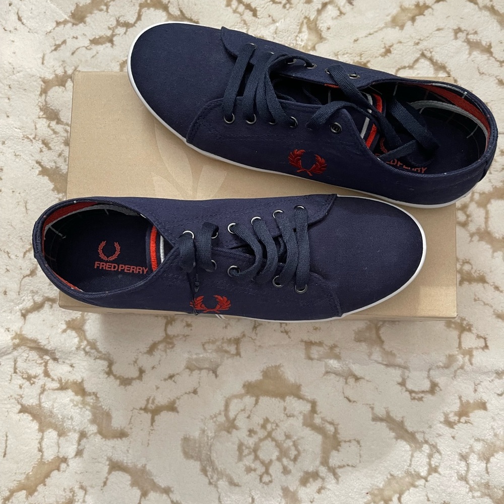 Navy Blue Fred Perry Canvas Sneakers